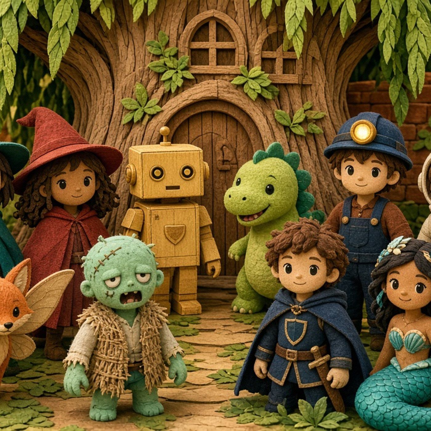 Paper-cut illustration of the writing course characters gathered together
